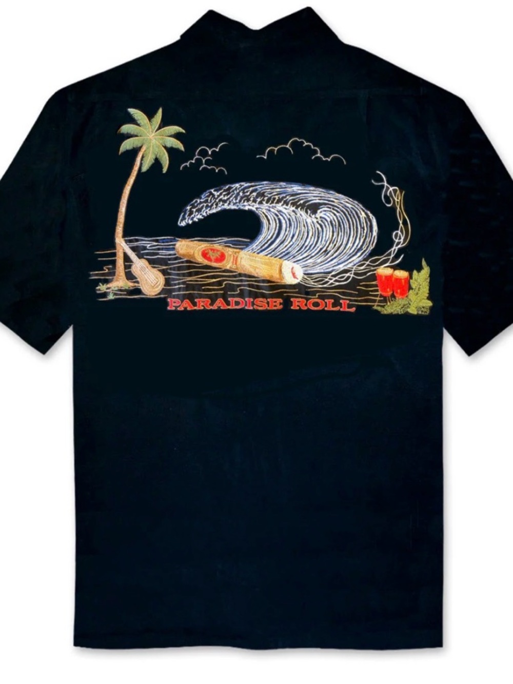Bamboo Cay Paradise Roll Embroidered Cigar Camp Shirt